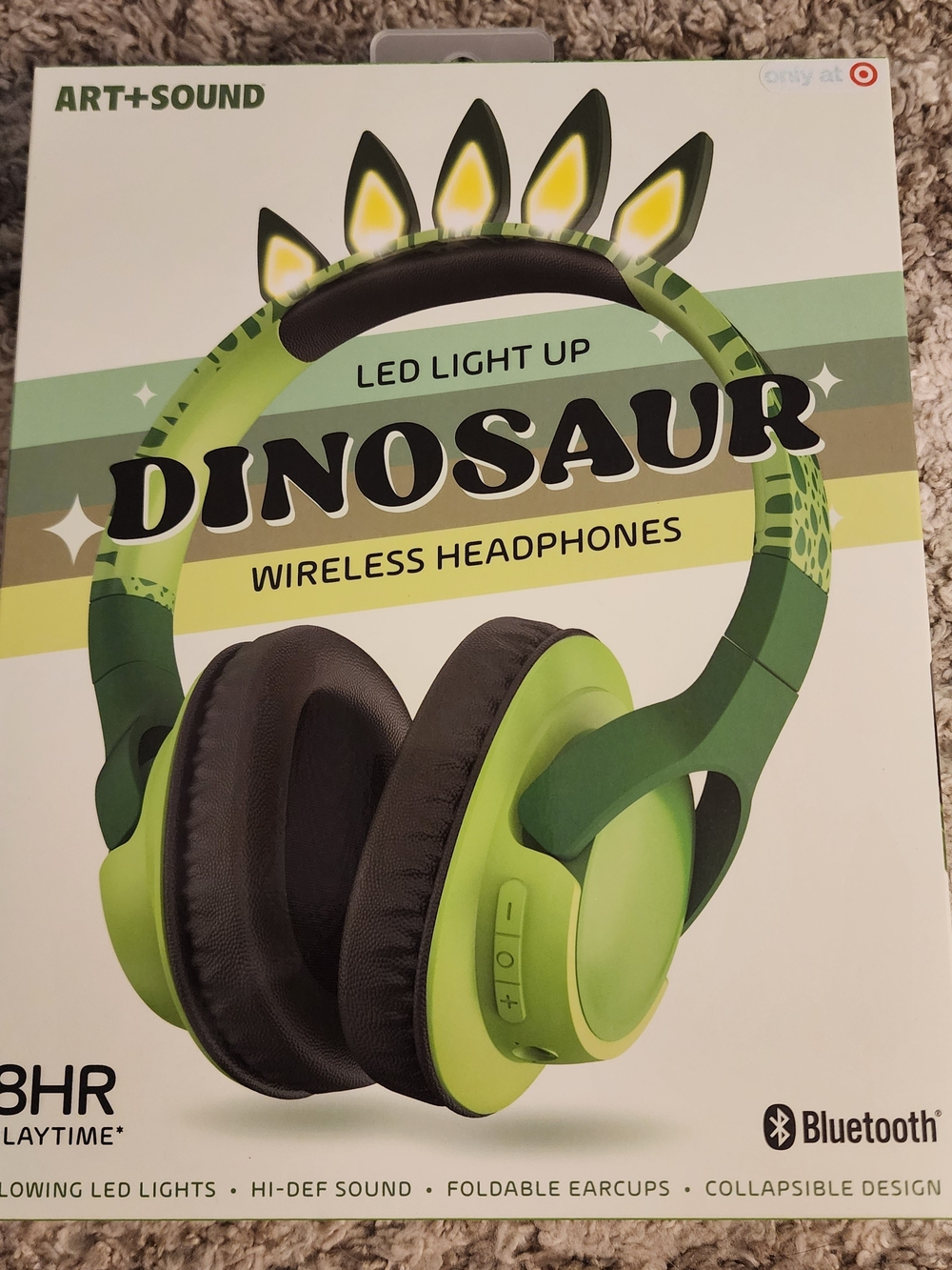 LED Light Up Dinosaur Wireless Headphones - Green